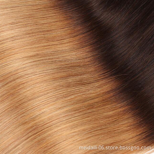 Brazilian ombre hair extensions 1b/4/27 ombre virgin peruvian straight human hair weave bundles cuticle aligned  virgin hair